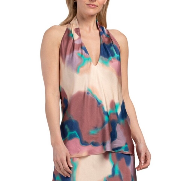 NWT Tanya Taylor Silk Mona Criss Cross Halter Top Size XS - Picture 2 of 6